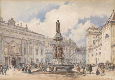 Vienna, Freyung con Austriabrunnen da Rudolf von Alt